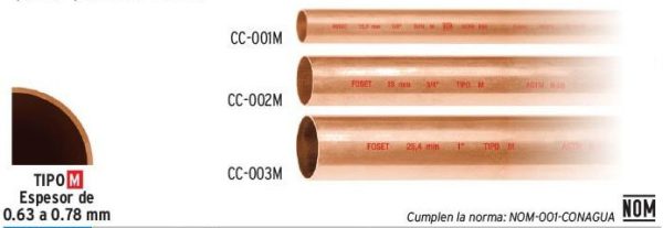 TUBO COBRE  M  13 MM AGUA